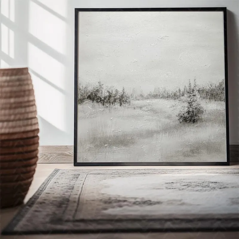 Phong Cảnh Mùa Đông Tối Giản Trừu Tượng (Minimalist Abstract Winter Landscape)