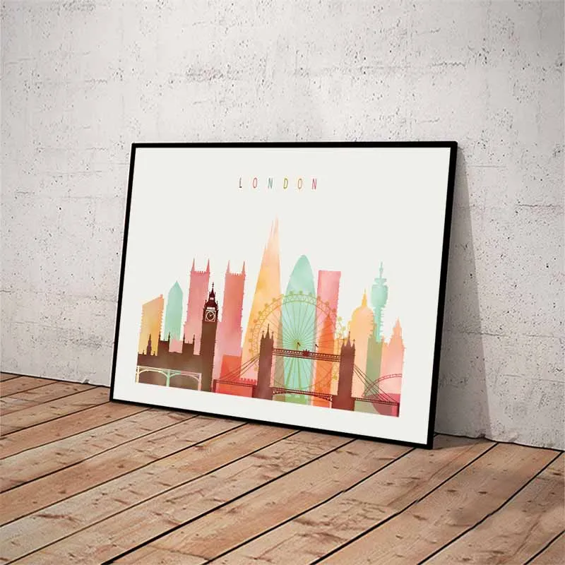 Tranh phong cảnh thành phố Big Ben, London Bridge, New York, Eiffel