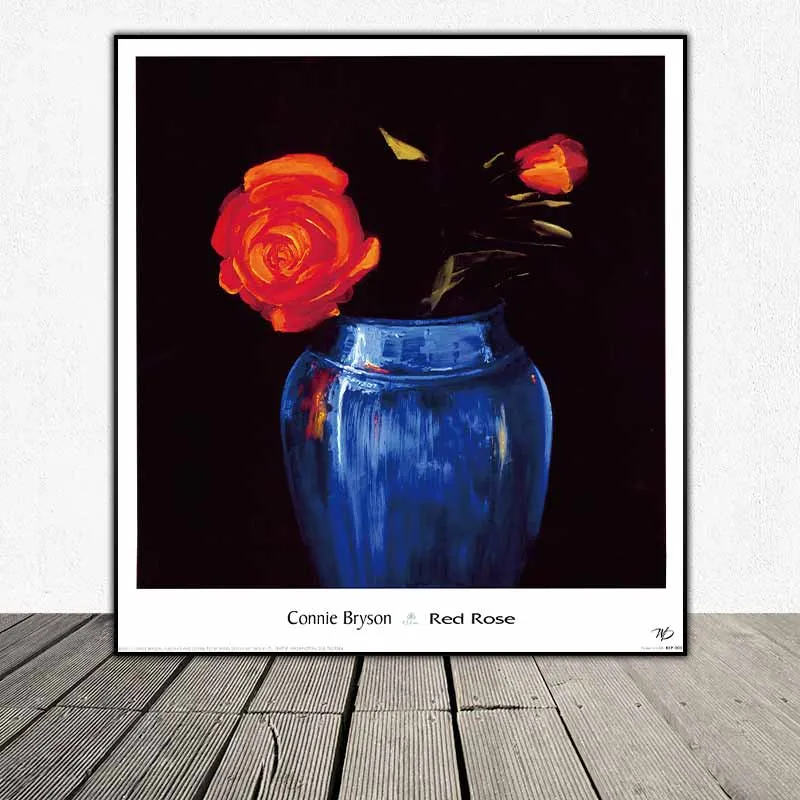 Tranh tĩnh vật bình hoa hồng của họa sĩ Connie Bryson