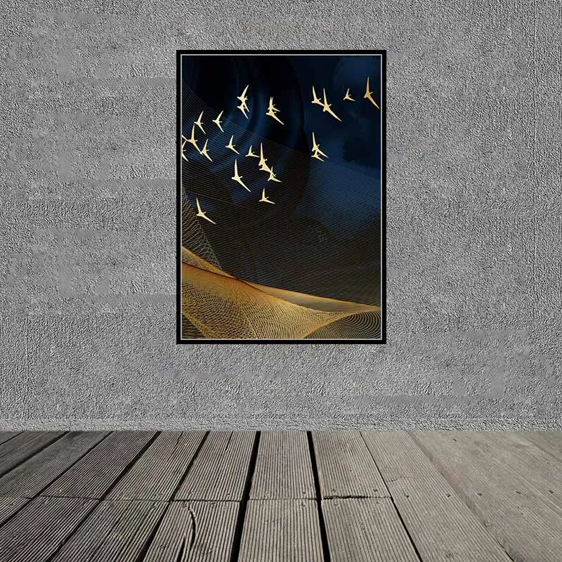 Tranh đàn chim trên nền trừu tượng