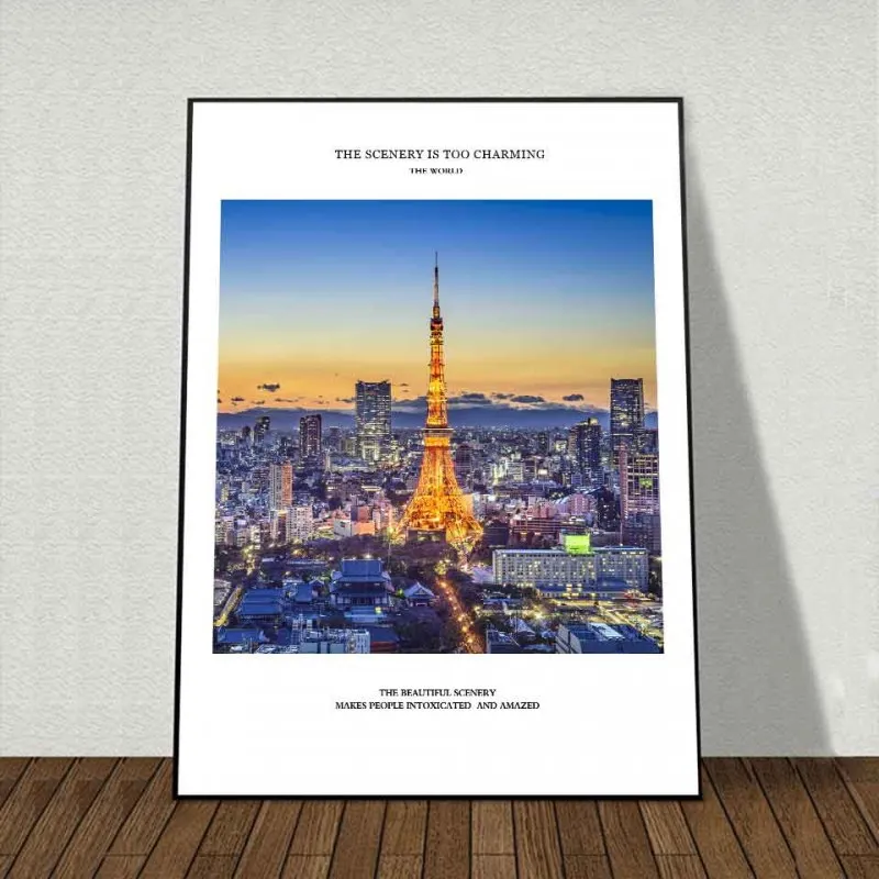 Tranh canvas 5 bức tranh kiến trúc tháp Eiffel, Paris, Pháp