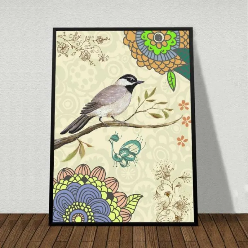 Tranh chim và hoa cách điệu