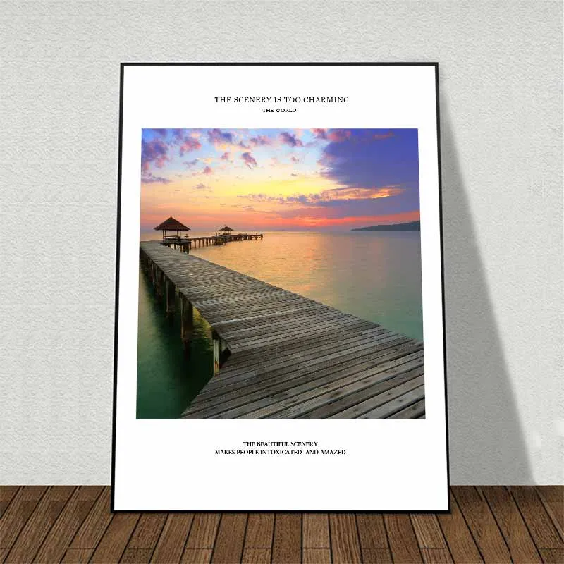 5 bứctranh canvas phong cảnh kiến trúc cầu gỗ