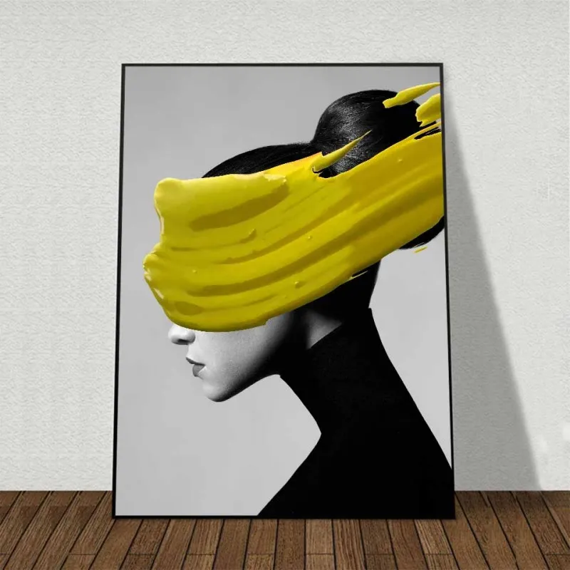 Tranh canvas 5 tấm cô gái trừu tượng