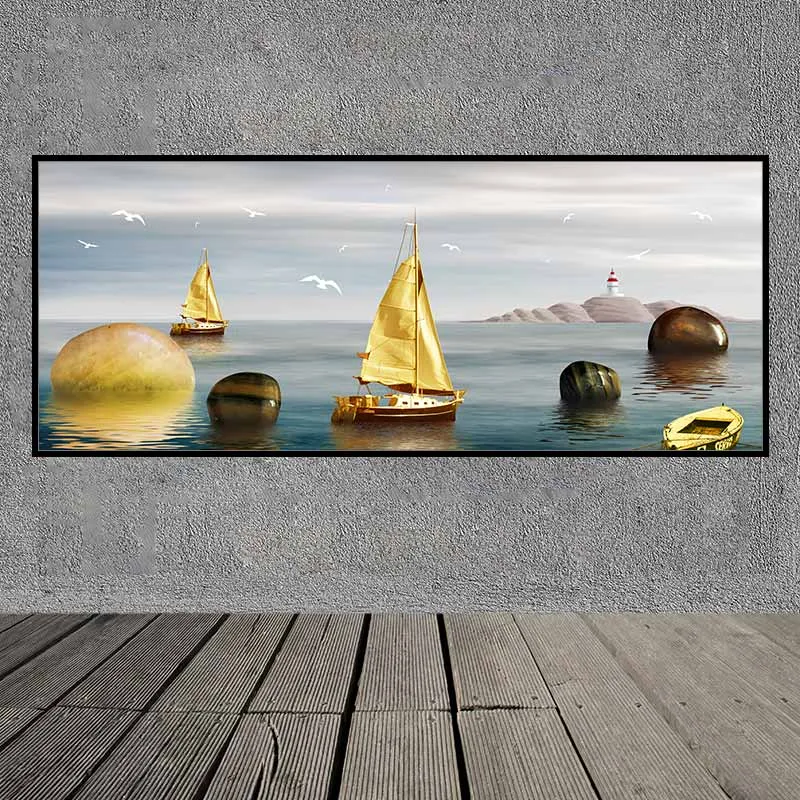 Tranh cánh buồm vàng và những tảng đá phong thủy