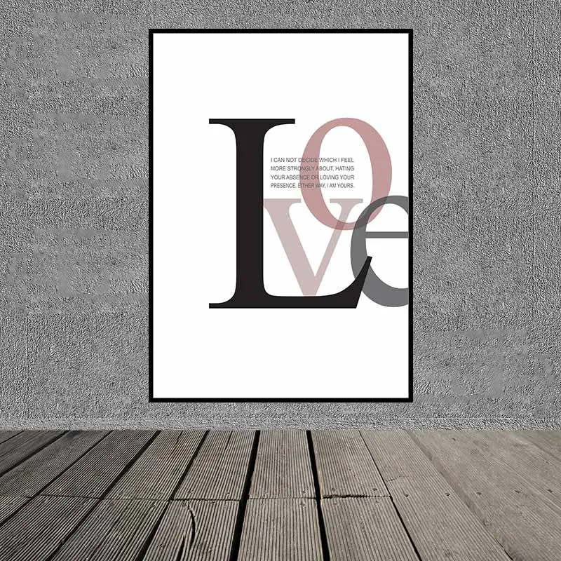 Tranh Scandinavia hình 2 trái tim lồng vào nhau, hoa anh túc và chữ Love