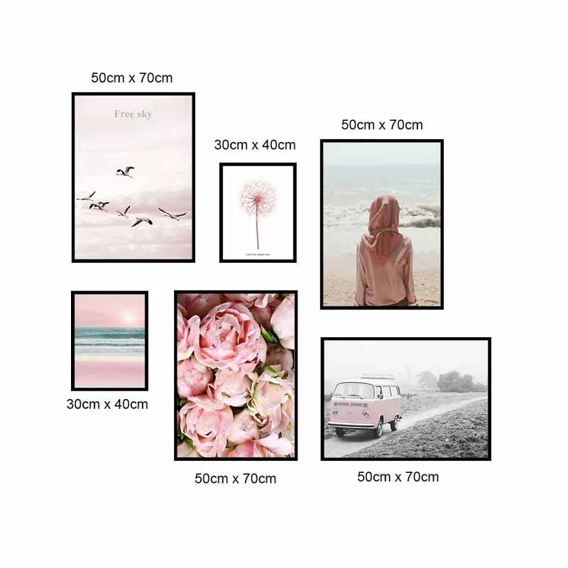 Tranh Scandinavia phong cảnh biển, cô gái