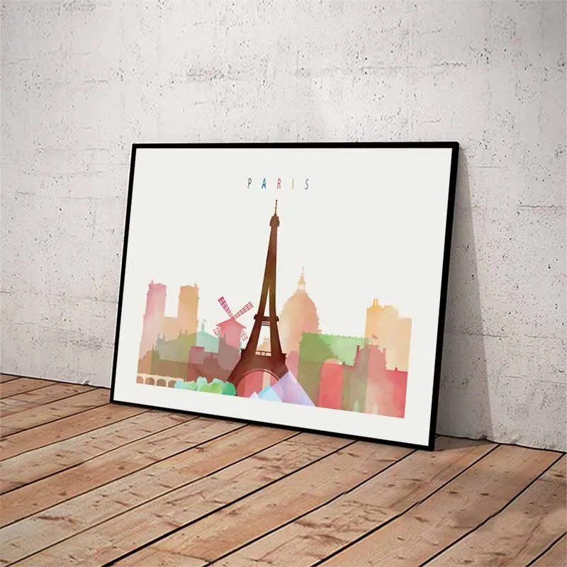 Tranh phong cảnh thành phố Big Ben, London Bridge, New York, Eiffel