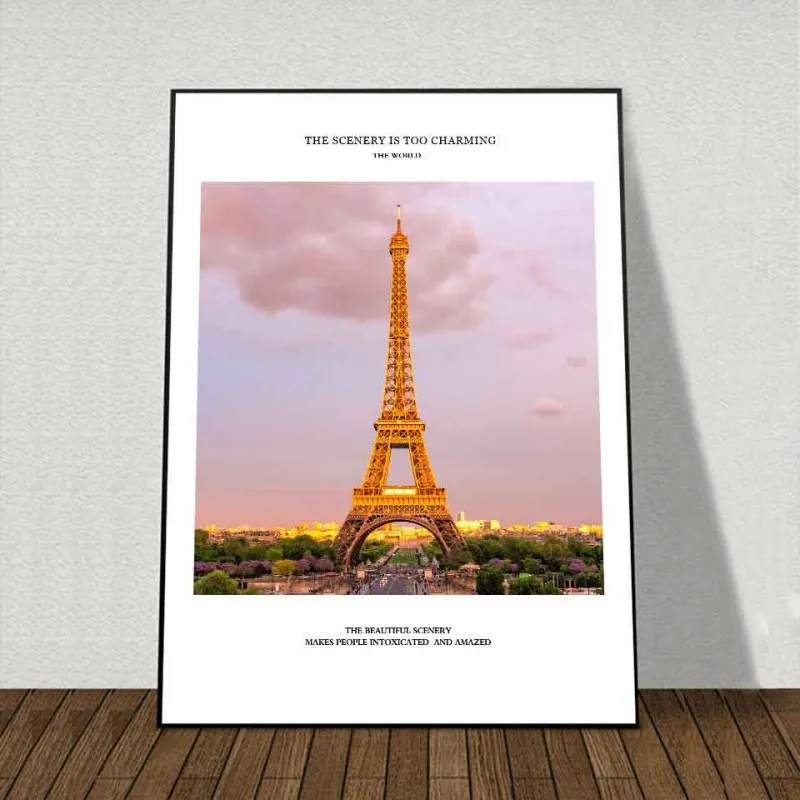 Tranh canvas 5 bức tranh kiến trúc tháp Eiffel, Paris, Pháp