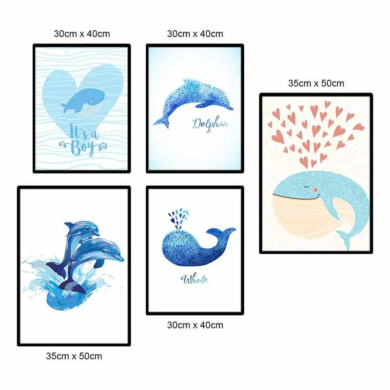Tranh canvas cá voi và cá heo