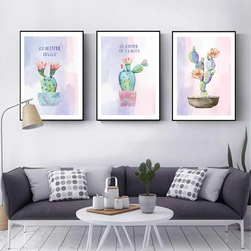 Bộ tranh chủ đề xương rồng theo phong cách màu nước