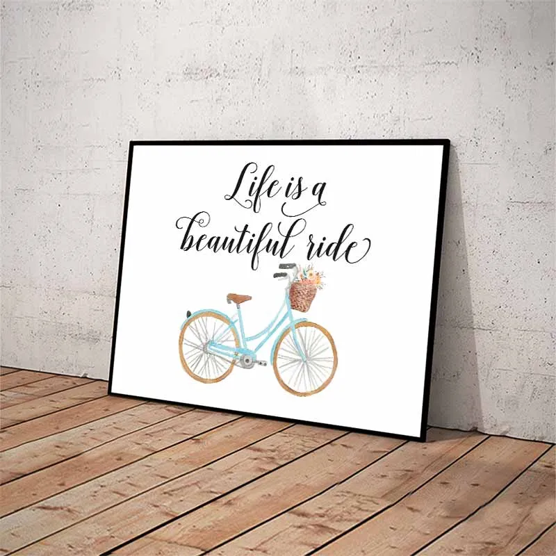 Tranh Scandinavian chai rượu, máy đánh chữ và xe đạp