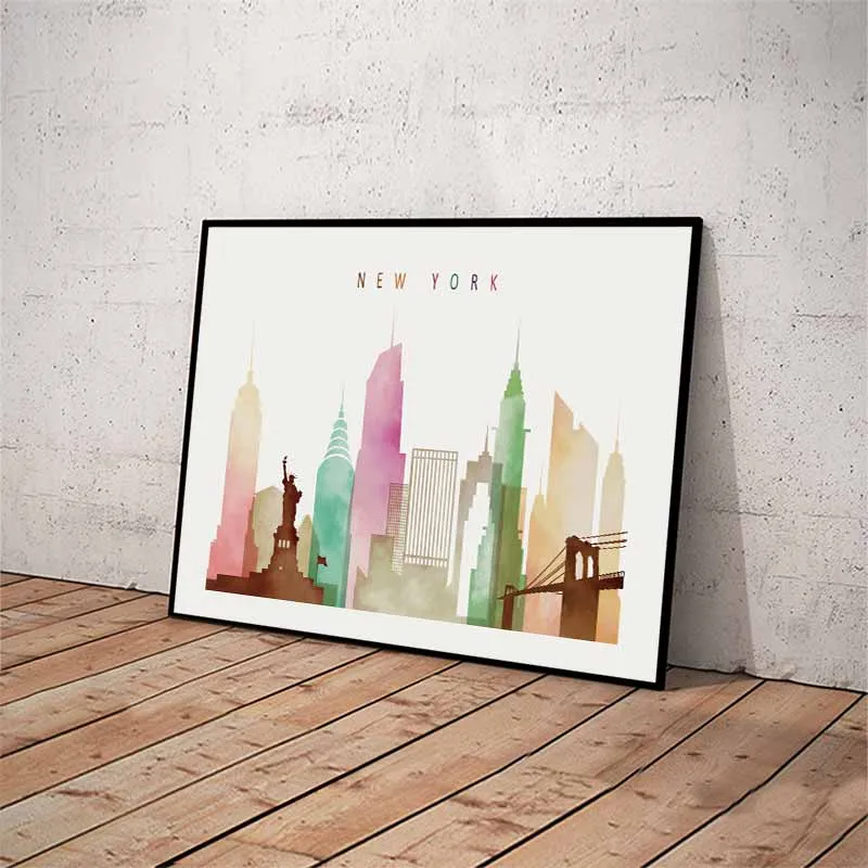 Tranh phong cảnh thành phố Big Ben, London Bridge, New York, Eiffel