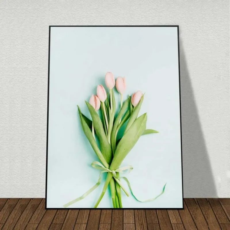 Tranh hoa và lá cây kết hợp chữ The Green Mood