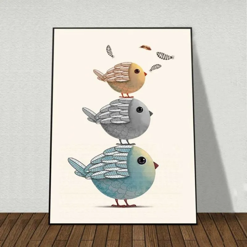 Tranh đàn chim ngộ nghĩnh dễ thương