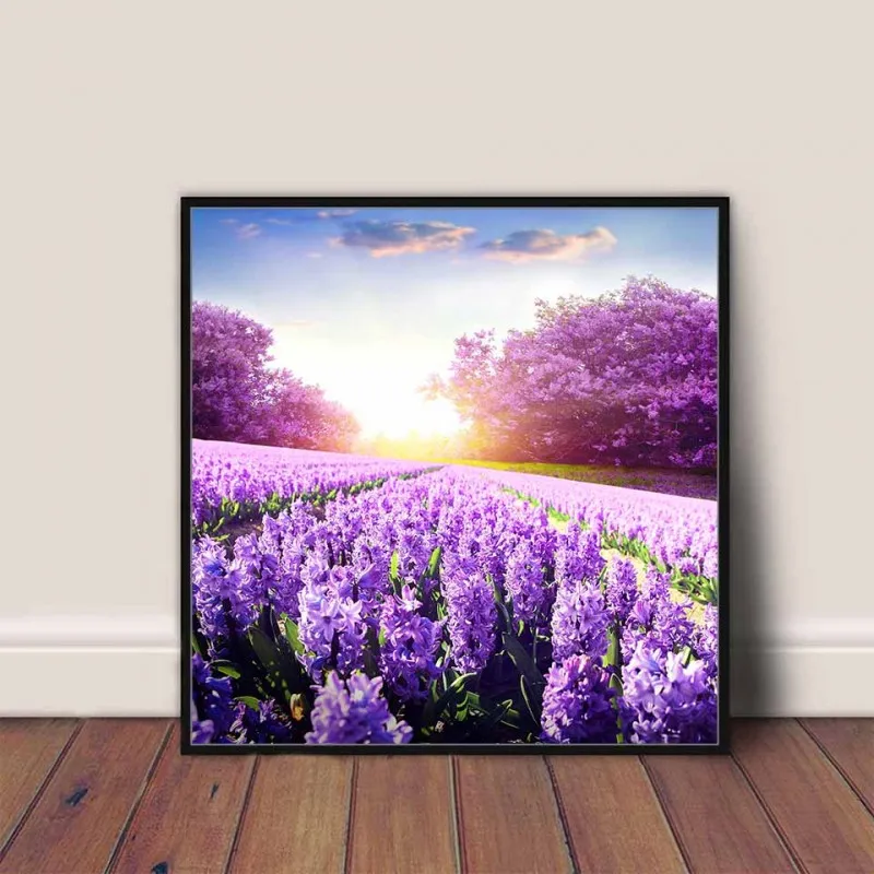 Tranh canvas cánh đồng hoa màu tím