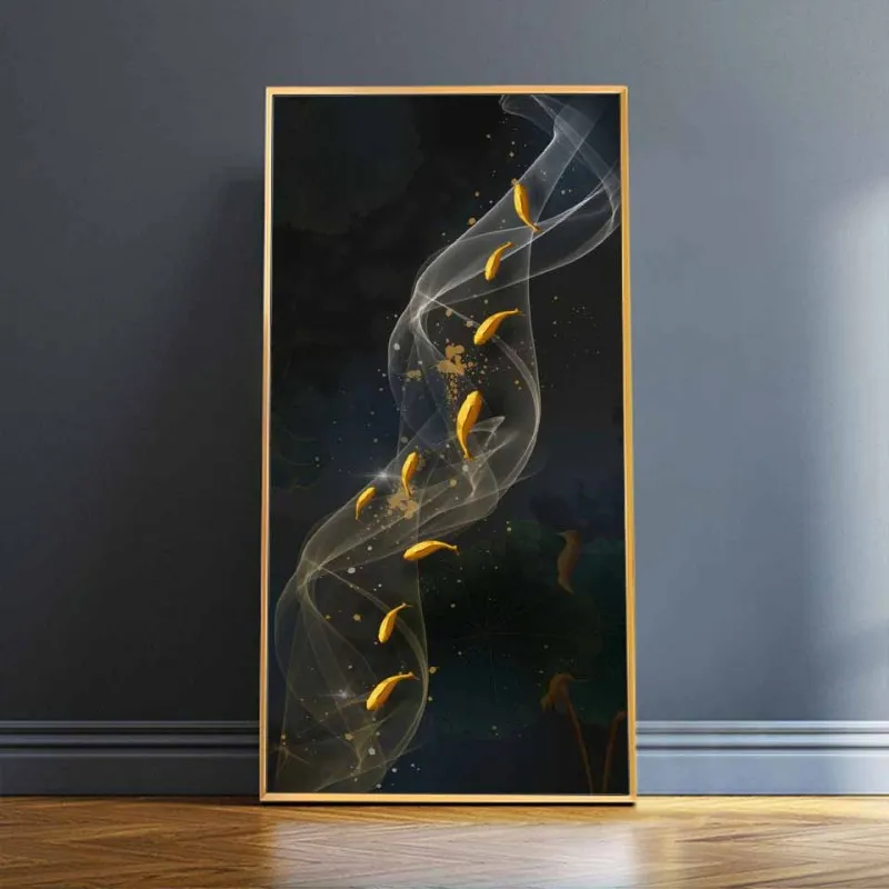 6 Tấm tranh canvas trừu tượng phong thủy 9 con cá chép cửu ngư