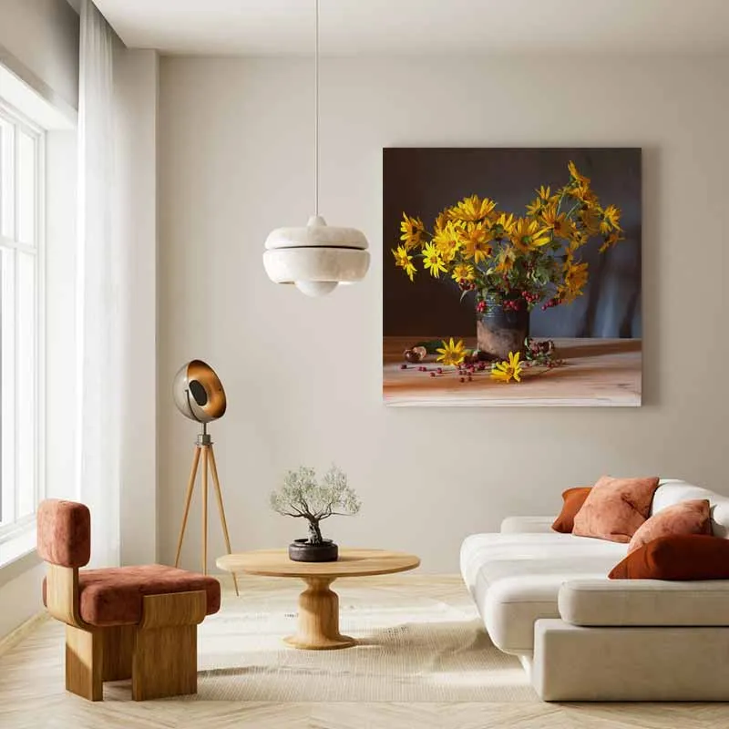 Tranh tĩnh vật hoa cúc vàng