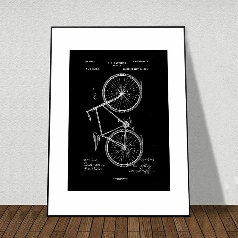 Tranh các mẫu thiết kế khoa học bản vẽ đàn guitar, máy ảnh, xe máy, xe đạp