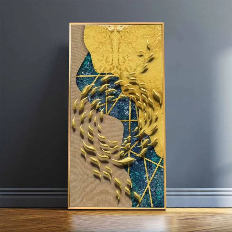 Tranh canvas 9 tấm cá, chim trừu tượng