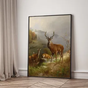 Tranh Canvas Cổ Điển: Gia Đình Hươu Đỏ - Anton Schmitz