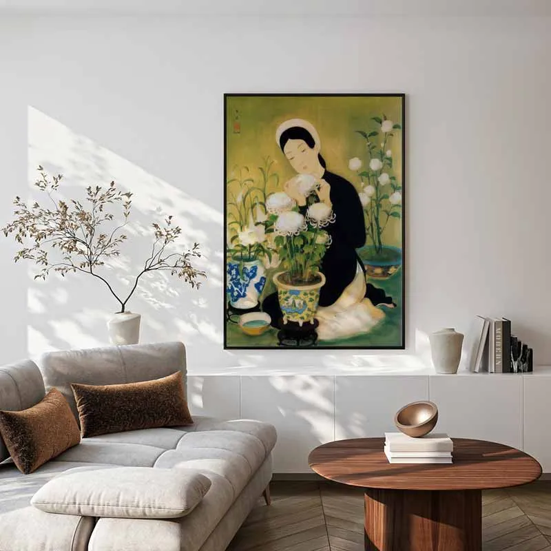 Tranh cô gái với hoa của họa sĩ Lê Phổ