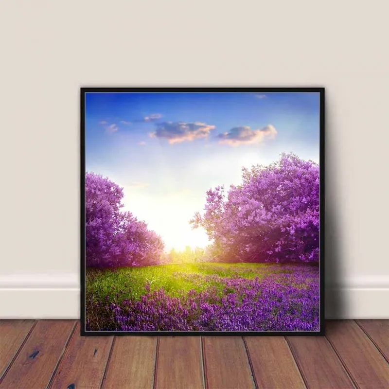 Tranh canvas cánh đồng hoa màu tím