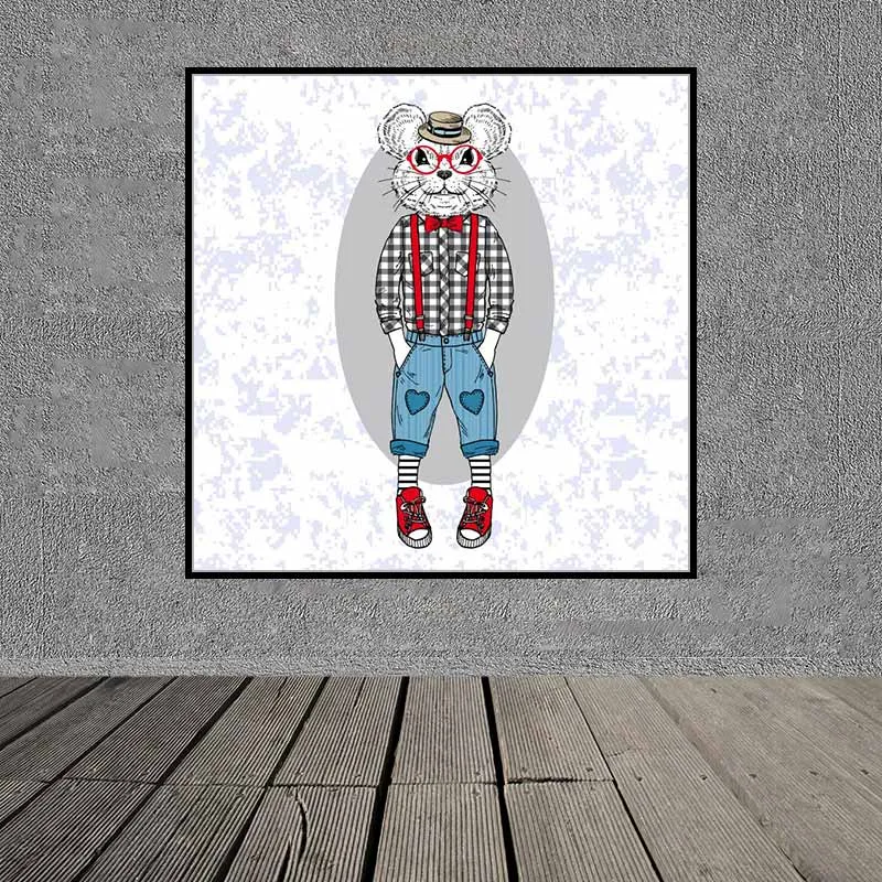 Tranh thời trang động vật chó mèo hài hước