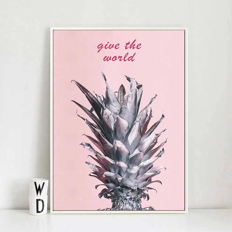 Tranh Scandinavian quả dứa và chữ LOVE