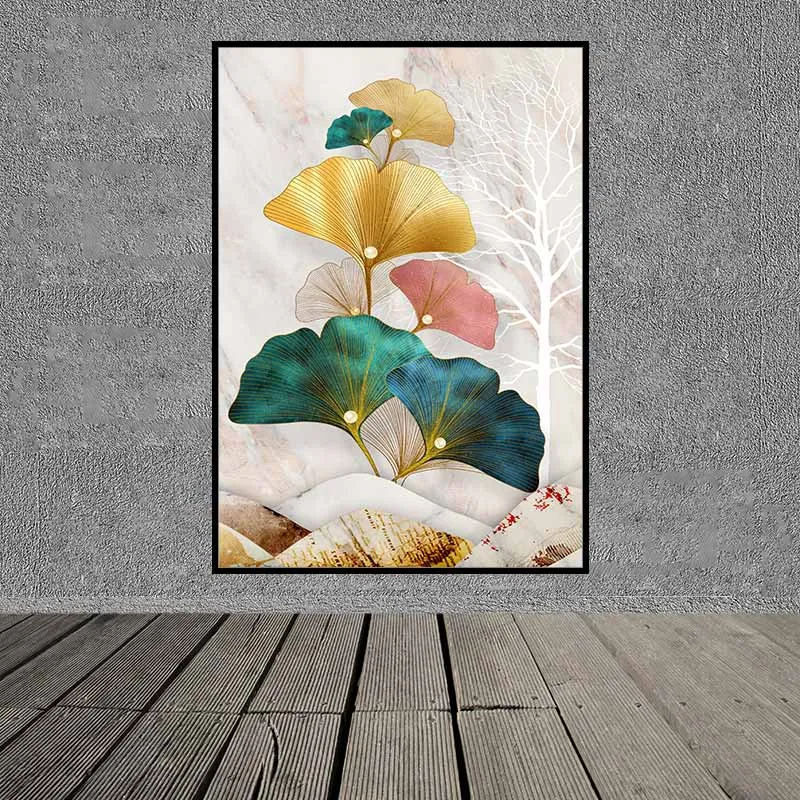 Tranh 2 con hươu nai trên nền cây khô trừu tượng