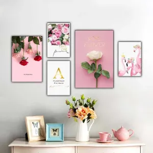 Khoảnh khắc hồng cùng chim hồng hạc và những bông hoa hồng