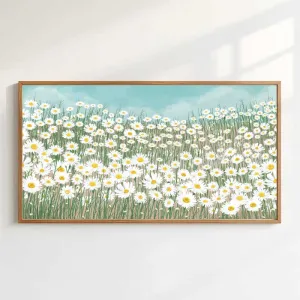 Tranh Canvas Phong Cảnh: Cánh Đồng Cúc Họa Mi Dưới Bầu Trời Xanh