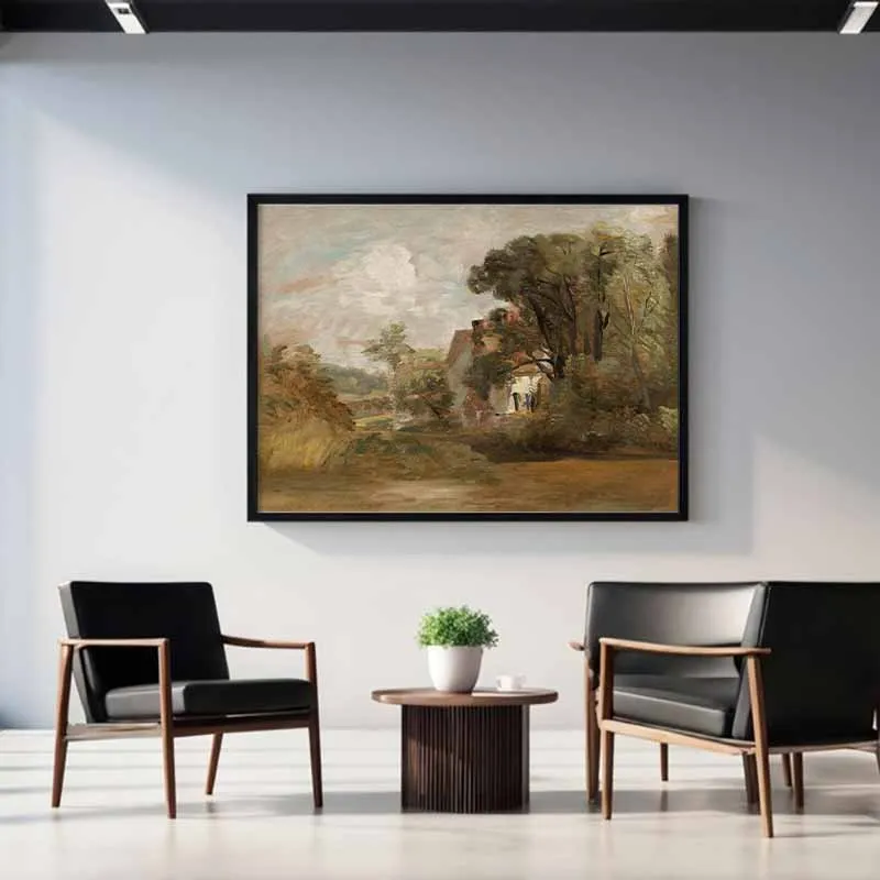Tranh phong cảnh ngôi nhà nông thôn, cảnh đồng quê