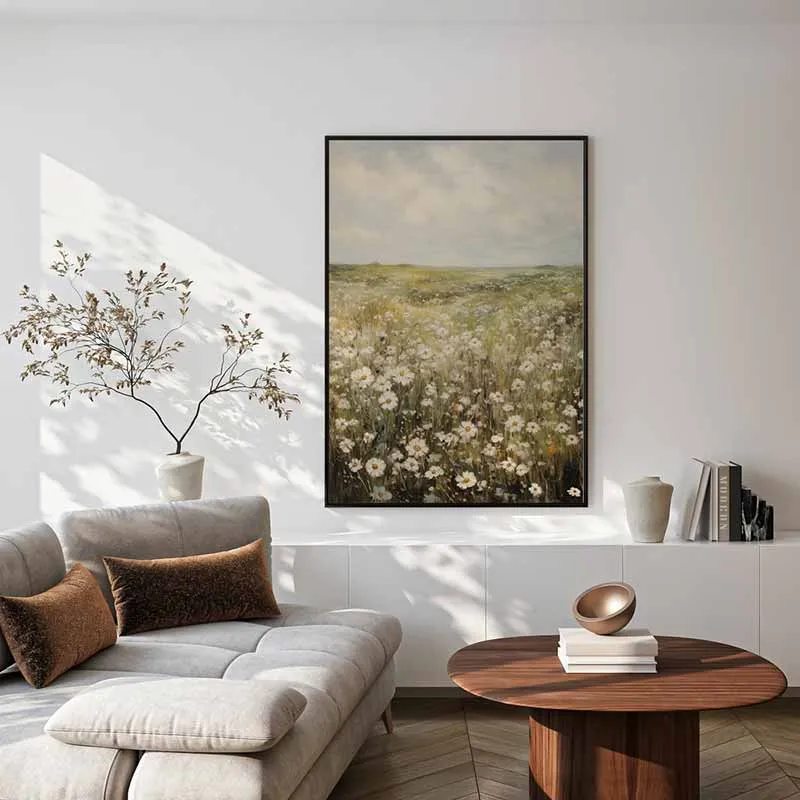 Tranh phong cảnh cánh đồng hoa cúc dại