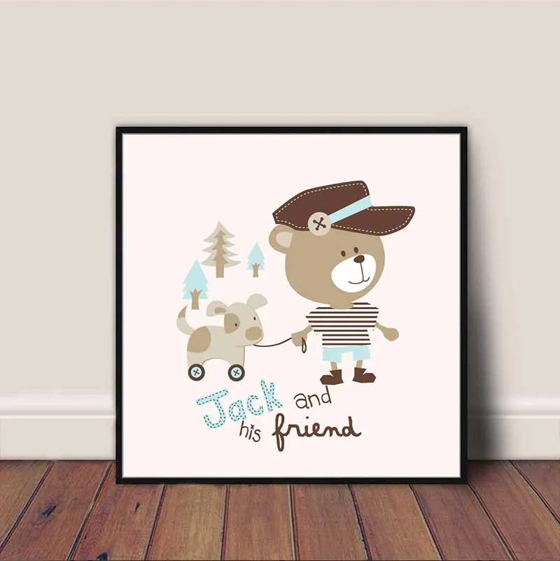 Tranh các loài vật ngộ nghĩnh treo phòng trẻ em