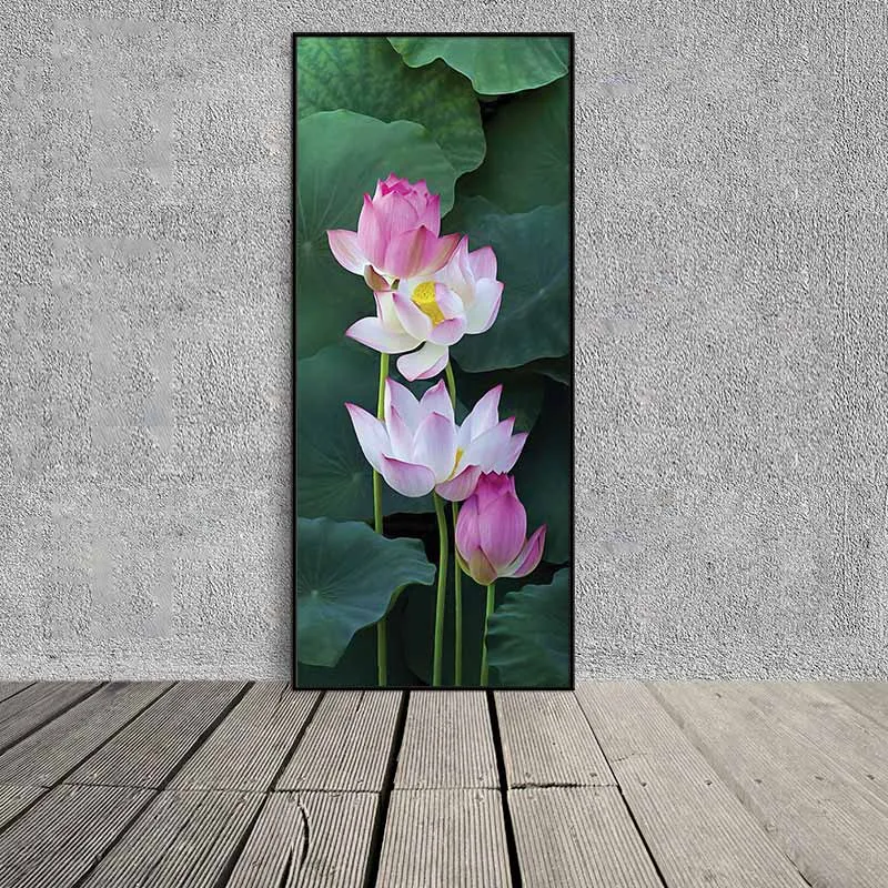 Tranh hoa sen hồng và hoa sen trắng