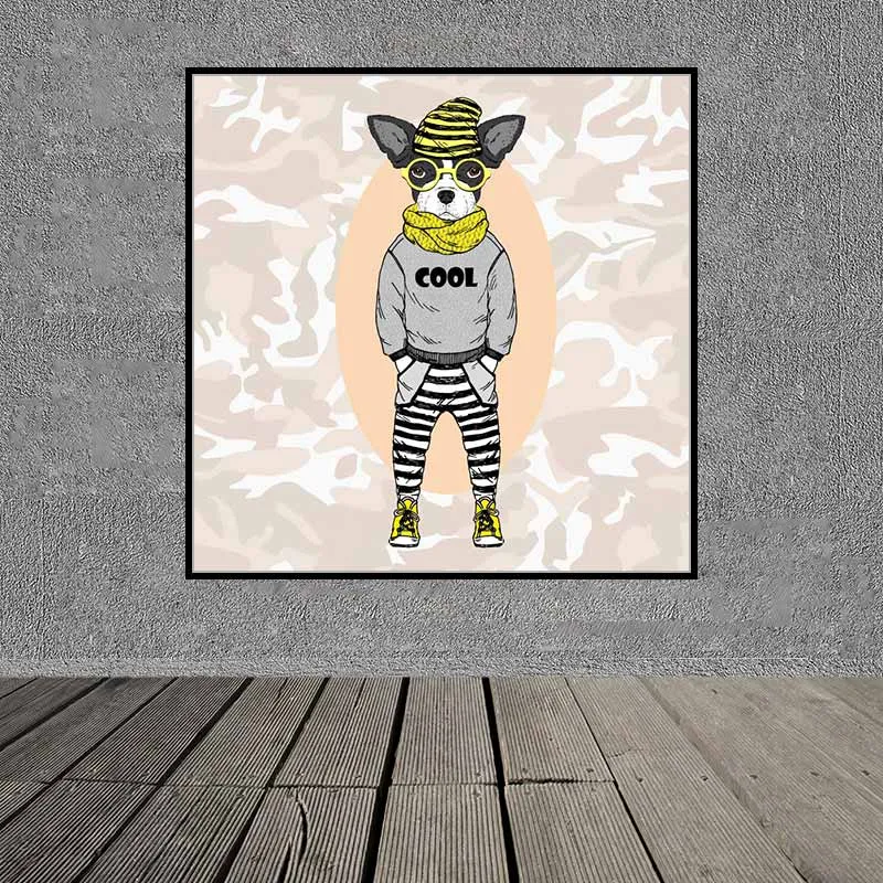 Tranh thời trang động vật chó mèo hài hước