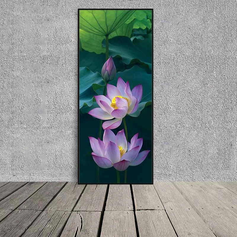 Tranh hoa sen hồng và hoa sen trắng