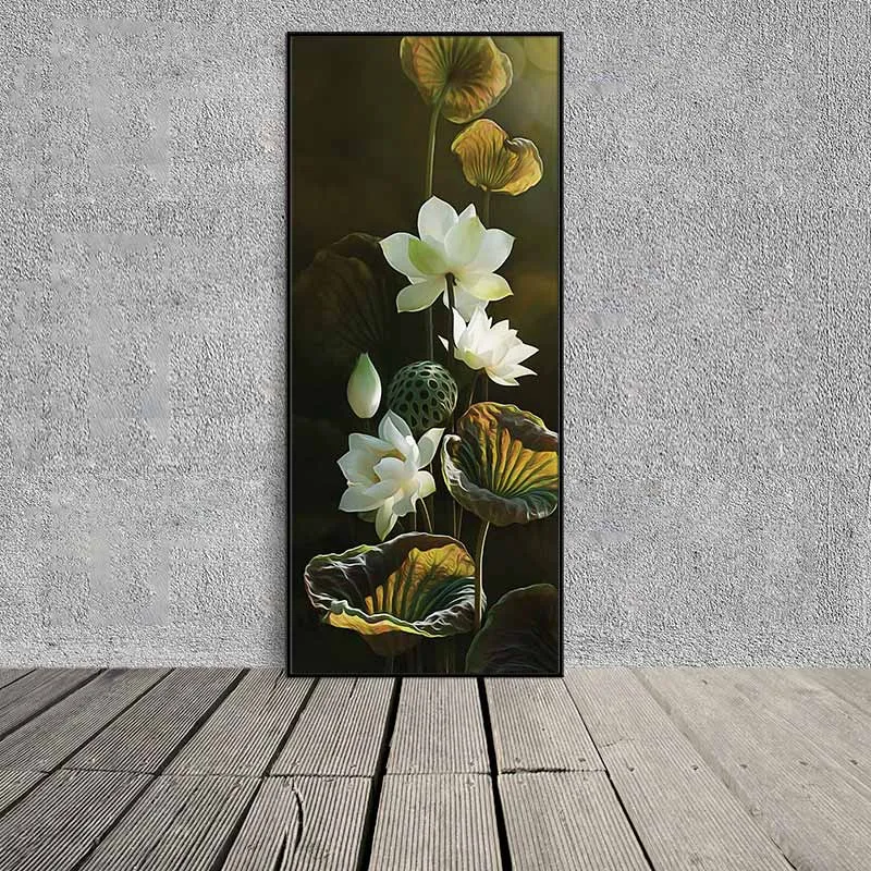 Tranh hoa sen hồng và hoa sen trắng