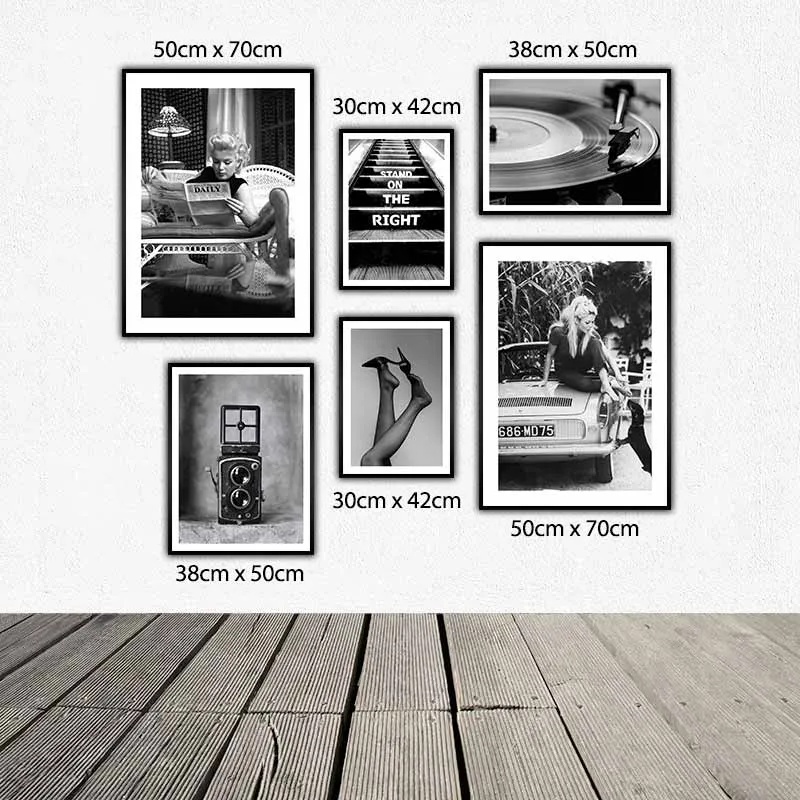 Tranh Marilyn Moroe và Brigitte Bardot với các vật dụng xưa theo phong cách Vintage