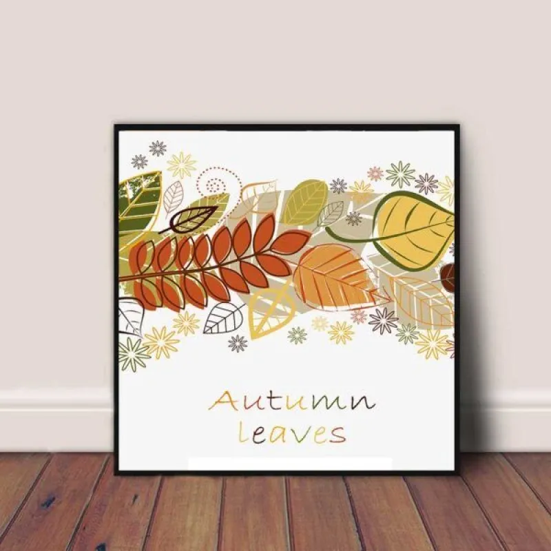 Tranh lá cây vàng mùa thu trừu tượng