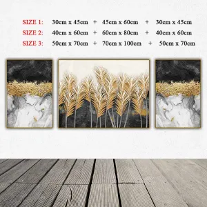 Bộ Tranh Canvas 3 Tấm: Vũ Khúc Lá Vàng Sang Trọng