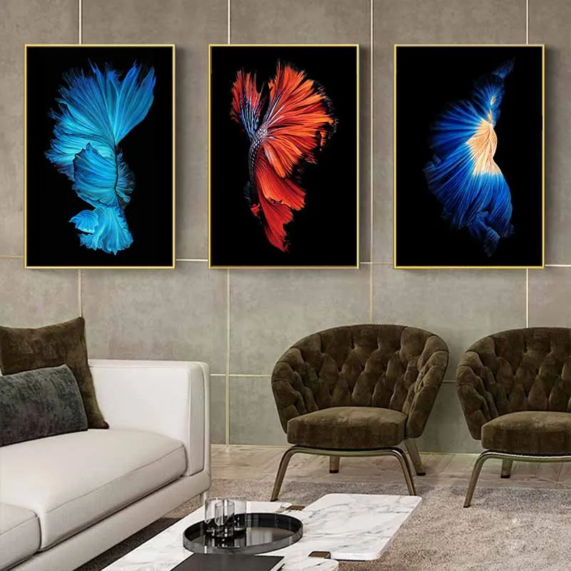 Tranh cá phướng, cá xiêm, cá chọi, cá đá, cá beta nhìn từ phía sau