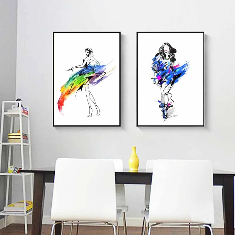 Tranh các cô gái vũ công với các đường nét đơn giản
