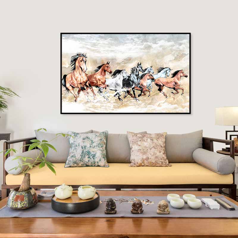 tranh canvas 8 con ngựa Mã Đáo Thành Công
