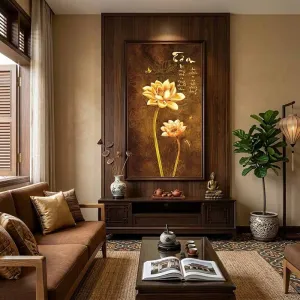 Tranh Canvas Chữ Tâm - Hoa Sen An Nhiên