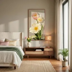 Tranh Canvas Nghệ Thuật - Nắng Ban Mai Trên Cánh Hoa Tulip