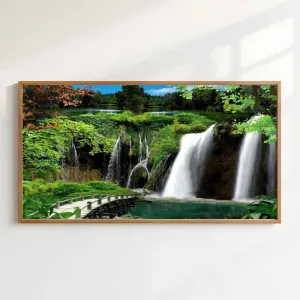 Tranh Canvas Phong Cảnh Thác Nước Và Rừng Xanh
