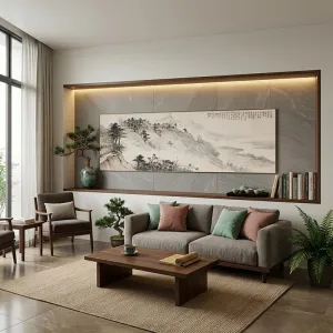 Tranh Canvas Phong Cảnh Thủy Mặc: Chốn Bình Yên Giữa Giang Sơn