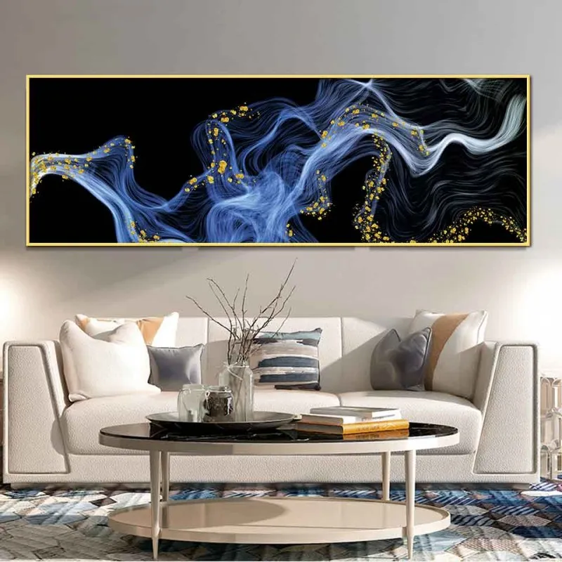 Tranh canvas Scandinavian làn khói trừu tượng khổ ngang